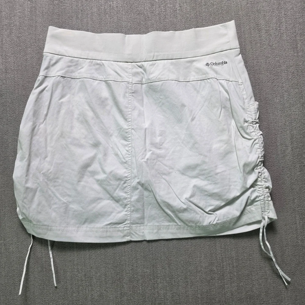 Columbia Skort Women M White Ruched Side Drawstring Athletic Golf Tennis Mini